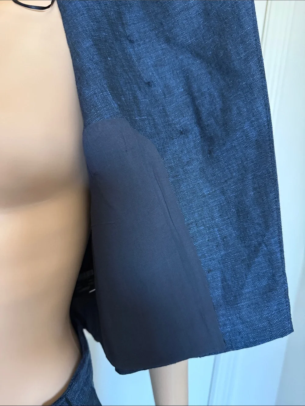 ZARA Sleeveless Navy Double- Breasted 100% linen Vest and Pants Set